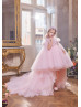 Pink Tulle Flower Girl Dress With Detachable Train